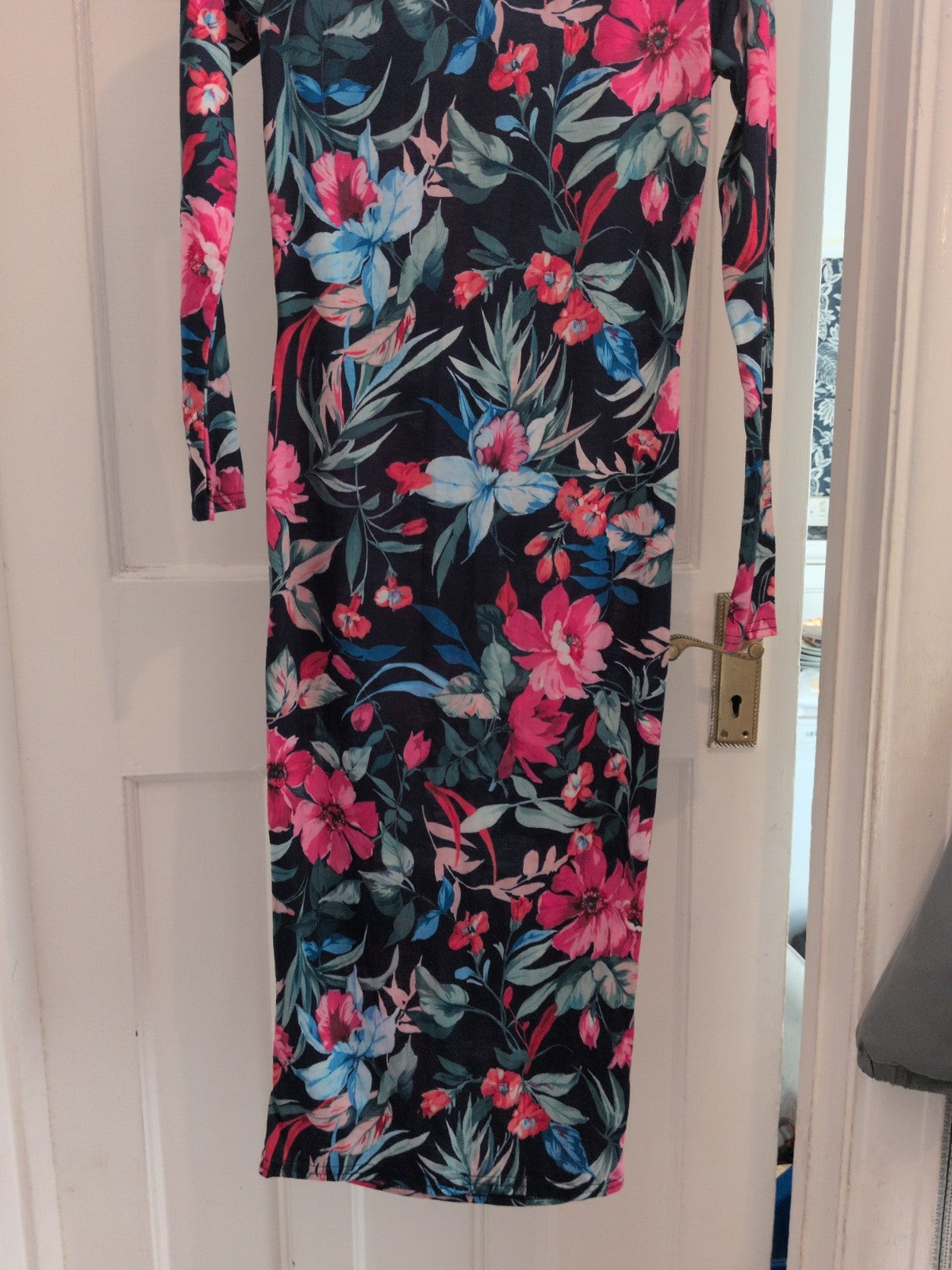 Lustre 8 Multicoloured Floral Long Sleeve Long Length Dress