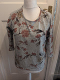 Ladies Vero Moda Small Grey Flower Long Sleeve Blouse