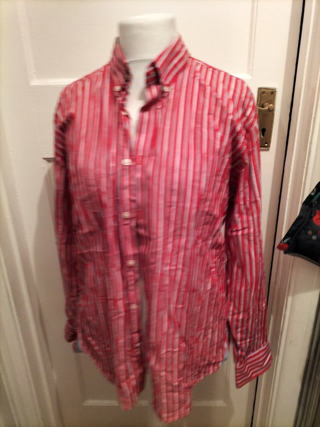 Mens James Aubrey Size XL Red And Blue Striped Shirt Long Sleeved