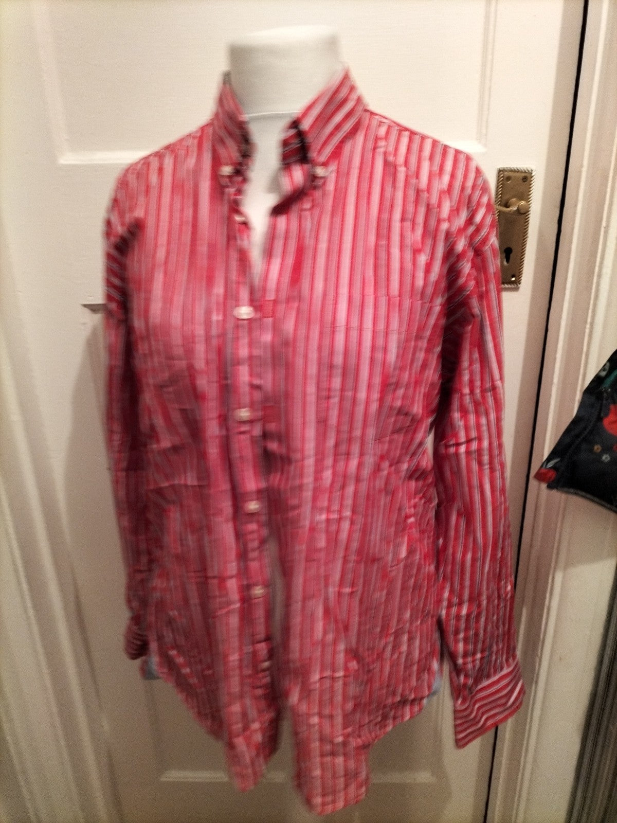Mens James Aubrey Size XL Red And Blue Striped Shirt Long Sleeved