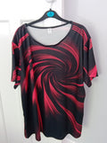 Ladies Black /red T Shirt Long Line Size 5xl Free Delivery