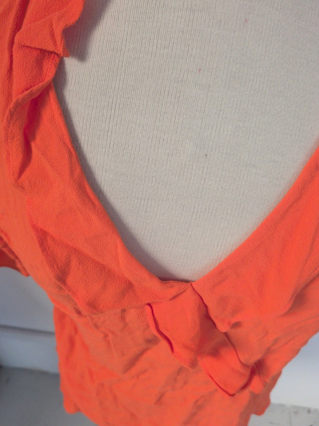 M&S 14 Orange Short Sleeve V Neck Blouse