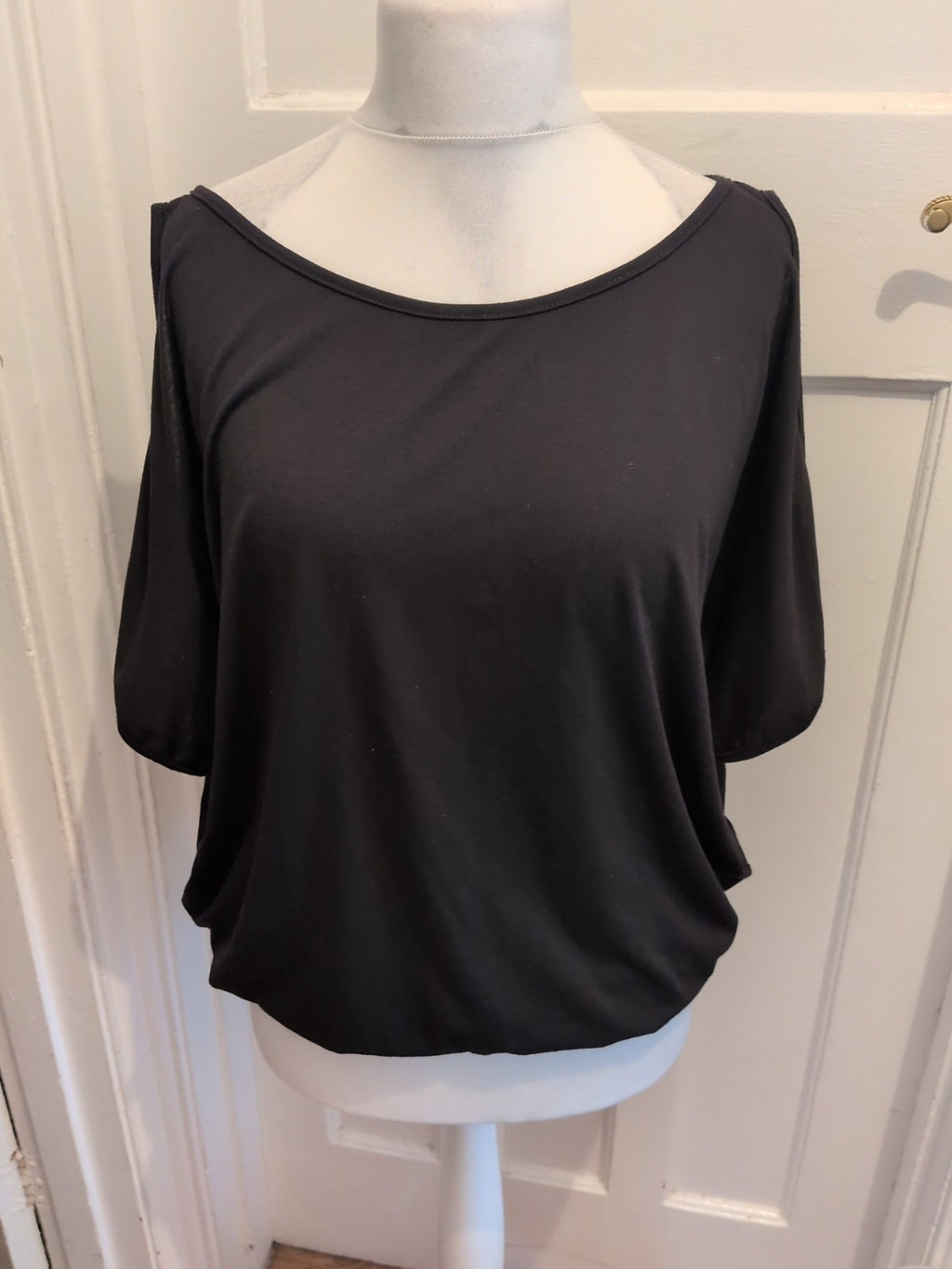 Shein Large Black Short Open Sleeves T-shirt