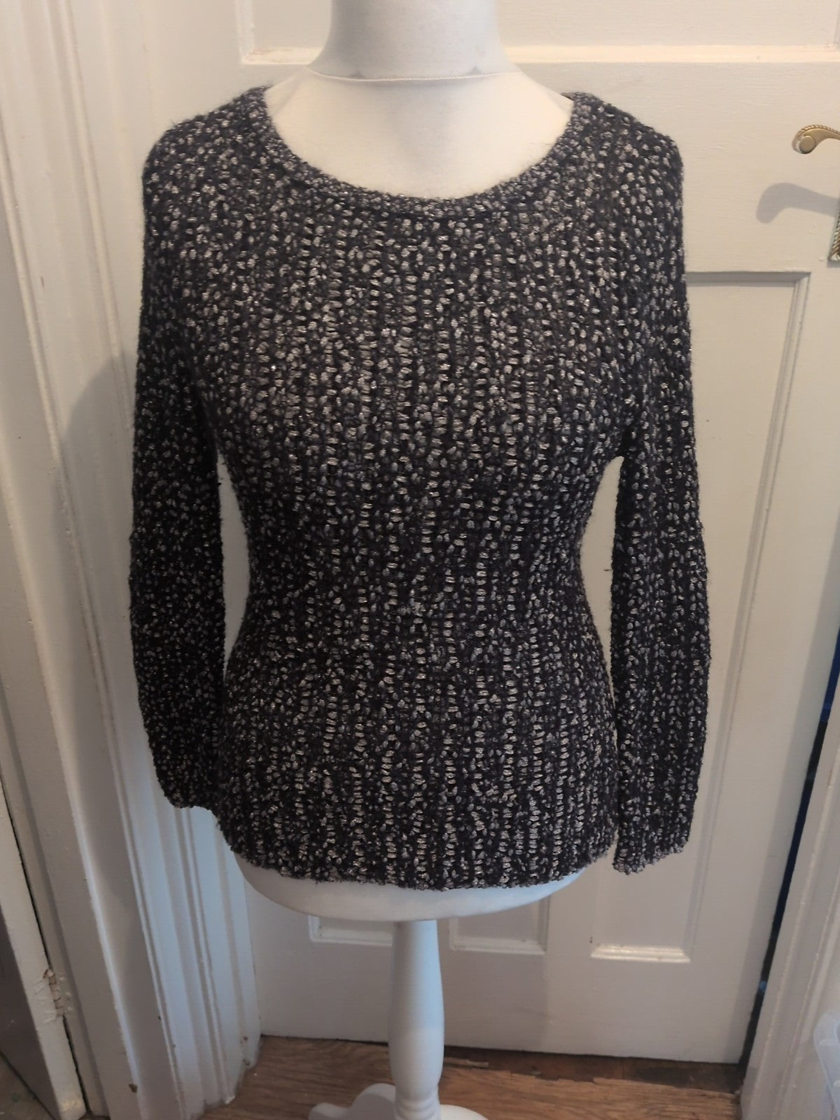 M&S Woman Medium Black And Silver Jumper
