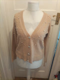 Brave Soul Medium Pale Browny Beige Pearl V Neck Cardigan