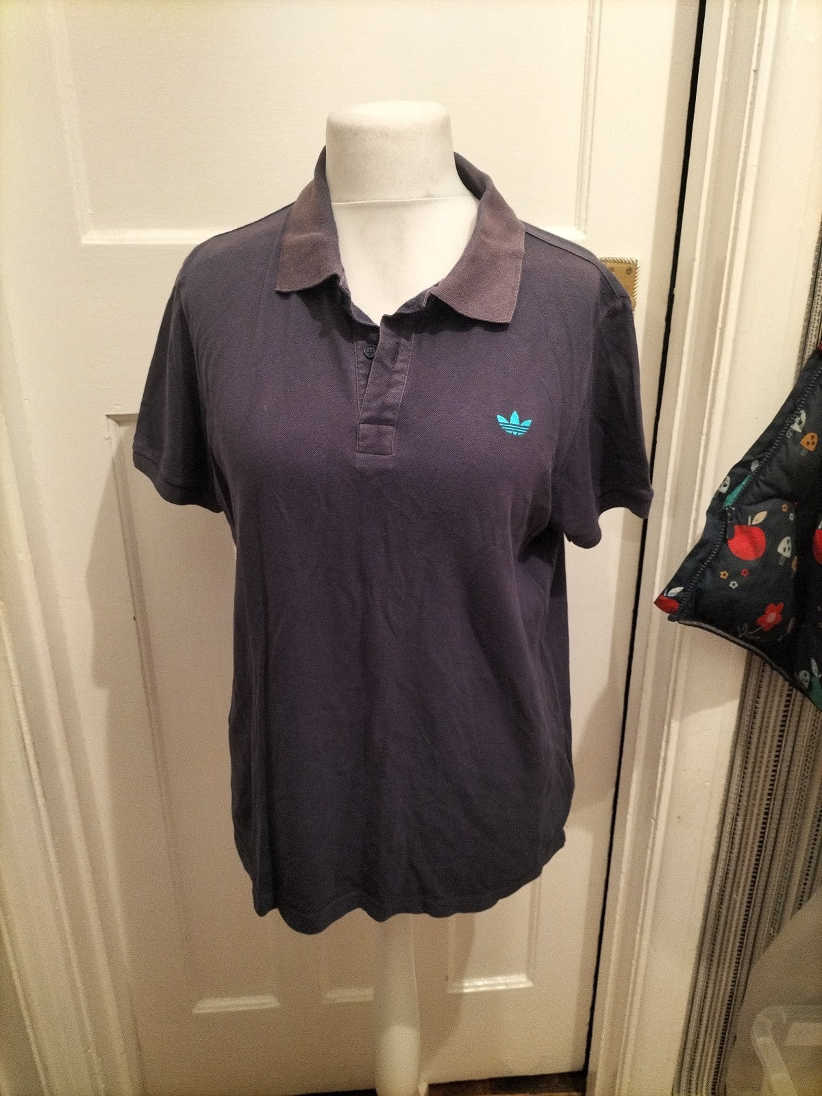 Mens Adidas Size L Navy Short Sleeved Polo
