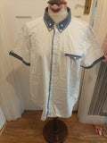 Mens Cedarwood State Size 2XL White With Grey Short Sleeved Shirt