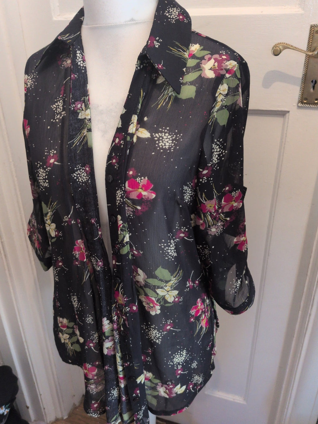Papaya 16 Navy Floral Long Sleeve Blouse