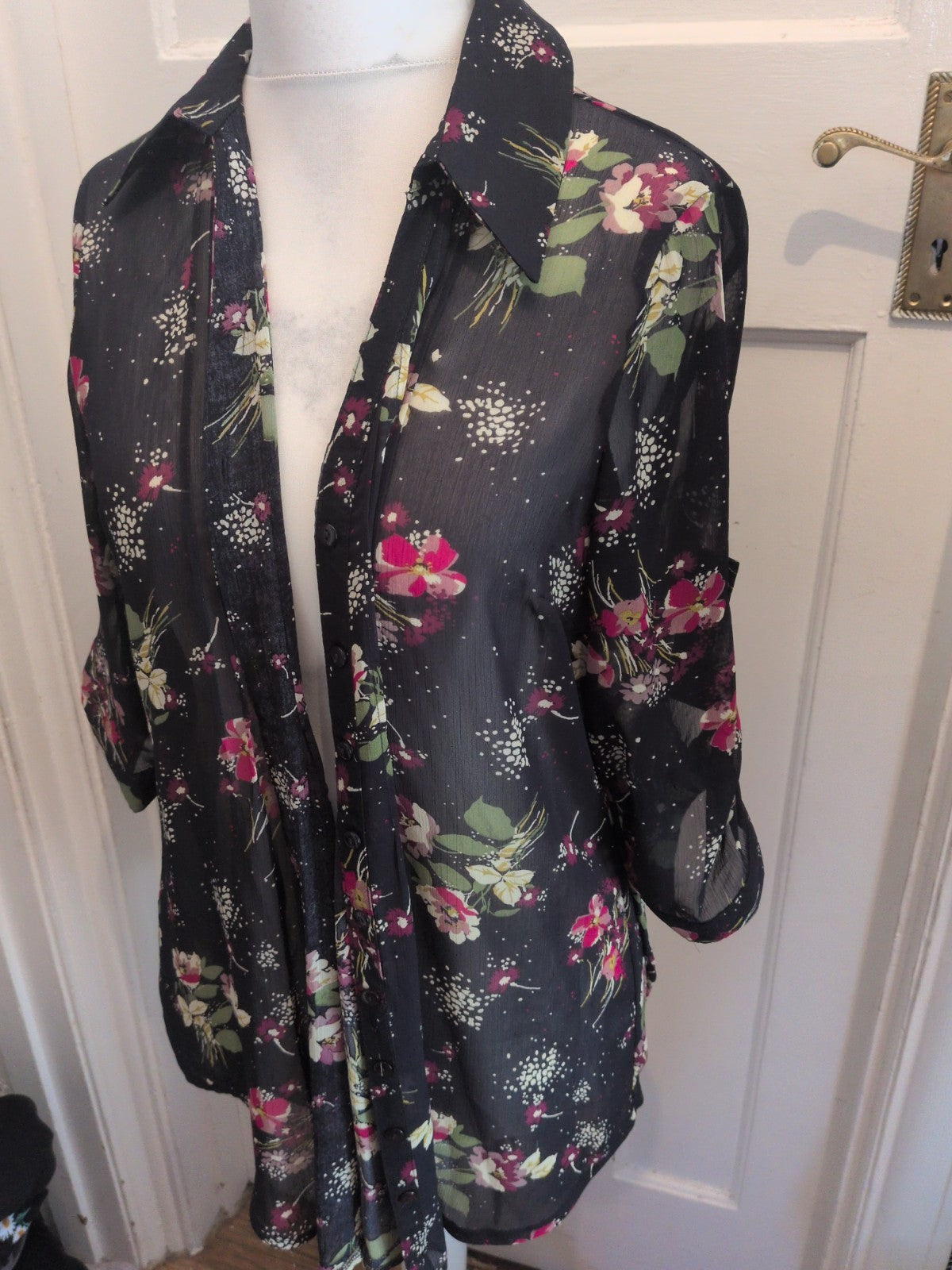 Papaya 16 Navy Floral Long Sleeve Blouse