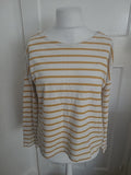 Aigle Size Large Golden White Striped Long Sleeved Top