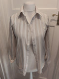 Shein Small Pale Beige And White Long Sleeve Buttoned Shirt