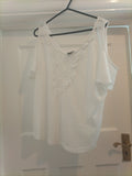 Ladies Primark Size 8 White Sleeveless Lace Middle Tshirt