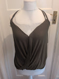 Ladies Primark Size 8 Khaki Sleeveless Cross Over Top