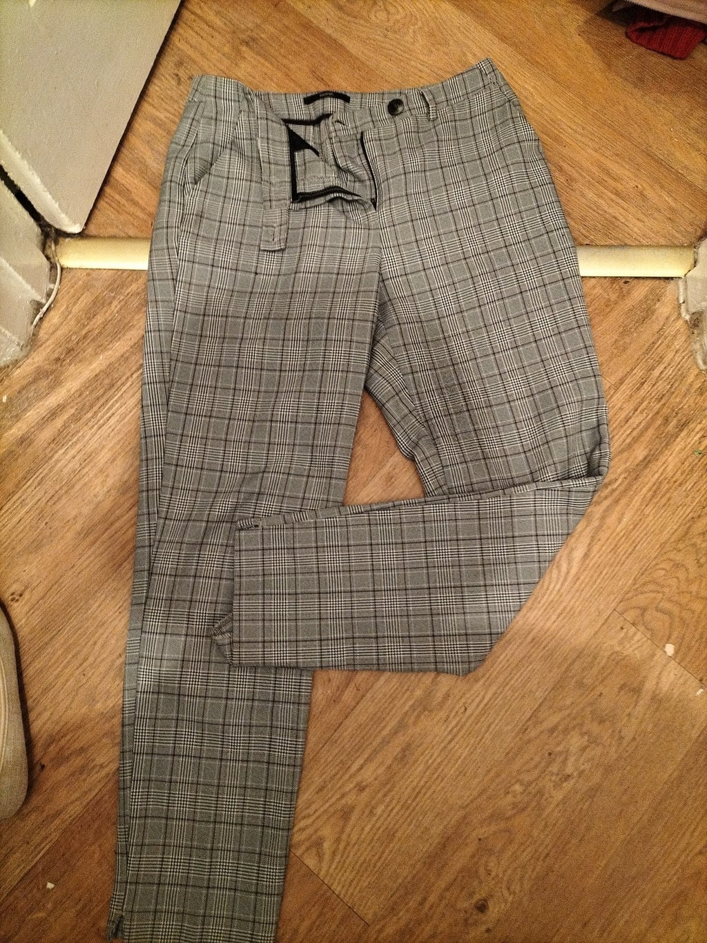 George 10 Grey Brown Check Trousers