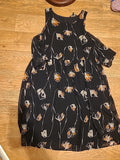 Ladies Next Size 8 Black Floral Lined Open Shoulder Dress