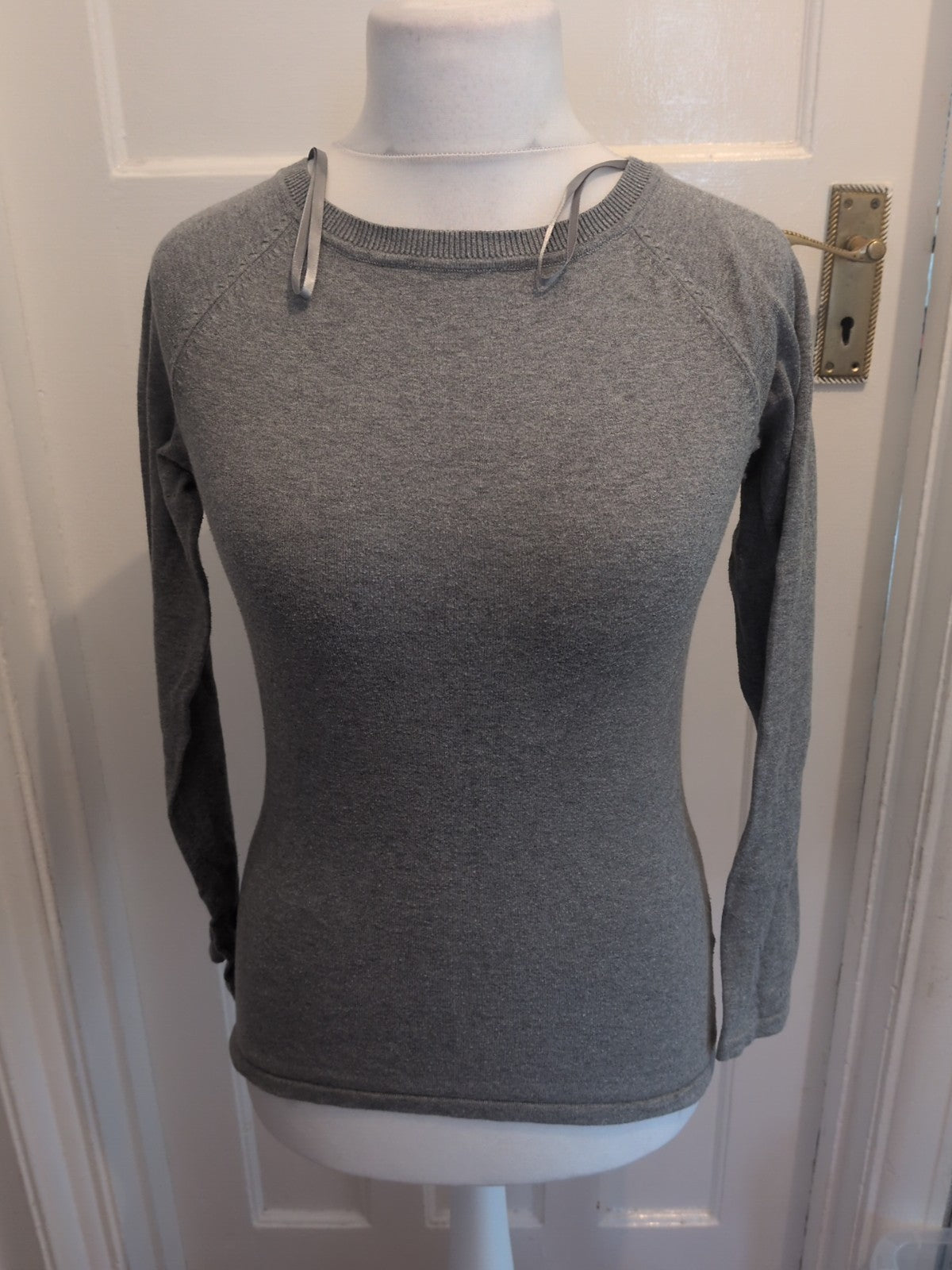 Ladies Miss Etam Size M Grey Long Sleeved Jumper Top