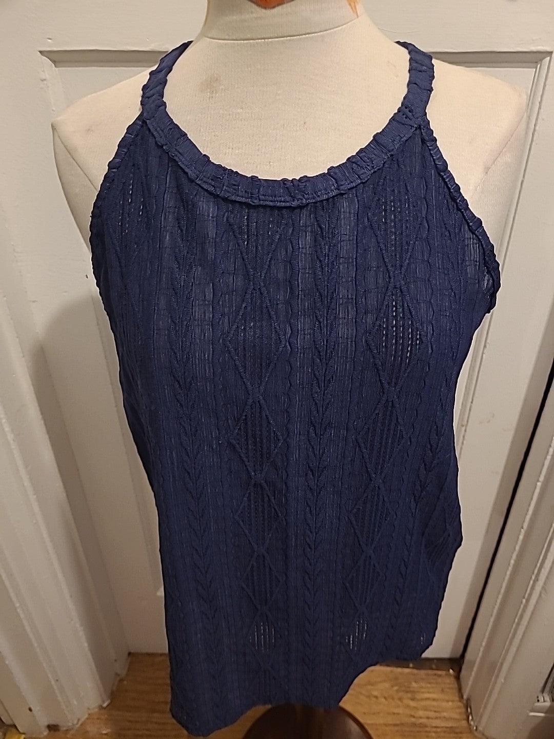 Ladies Shein Size Large Navy Patterned Sleeveless Blouse