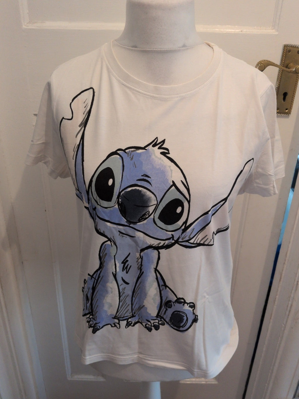 Primark Disney Large White Stitch Short Sleeve Pyjama Top
