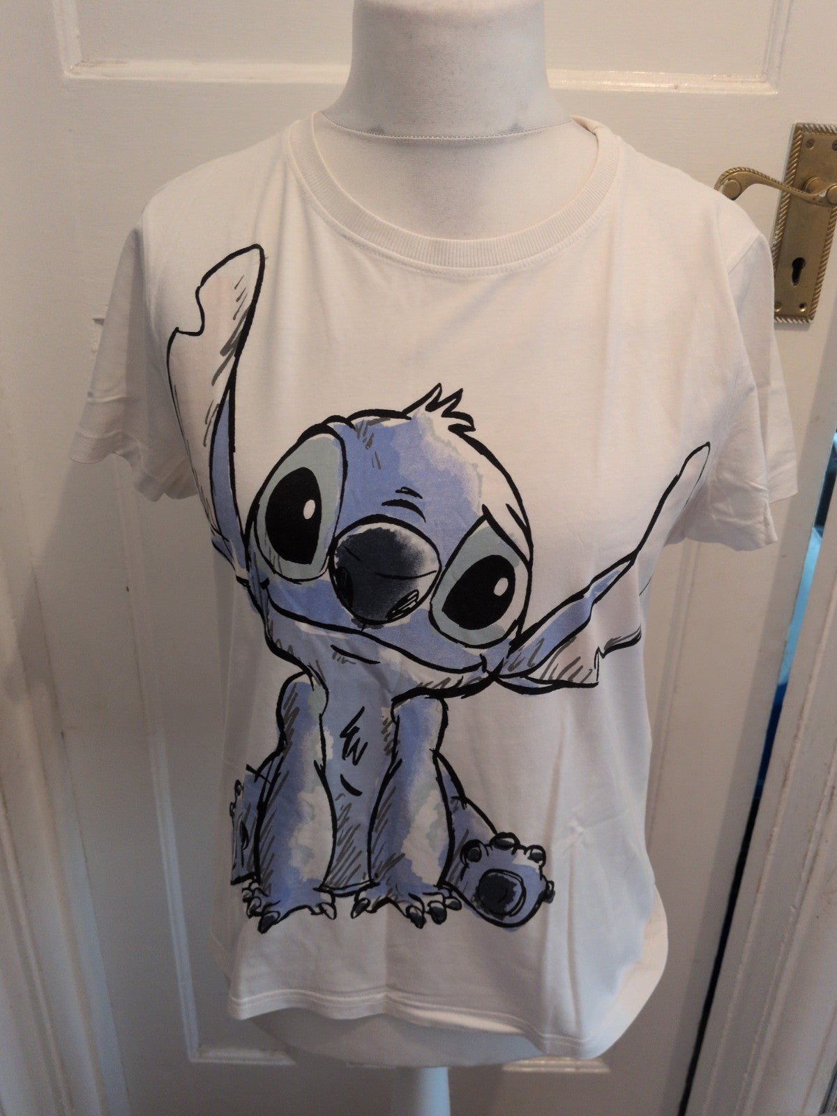 Primark Disney Large White Stitch Short Sleeve Pyjama Top