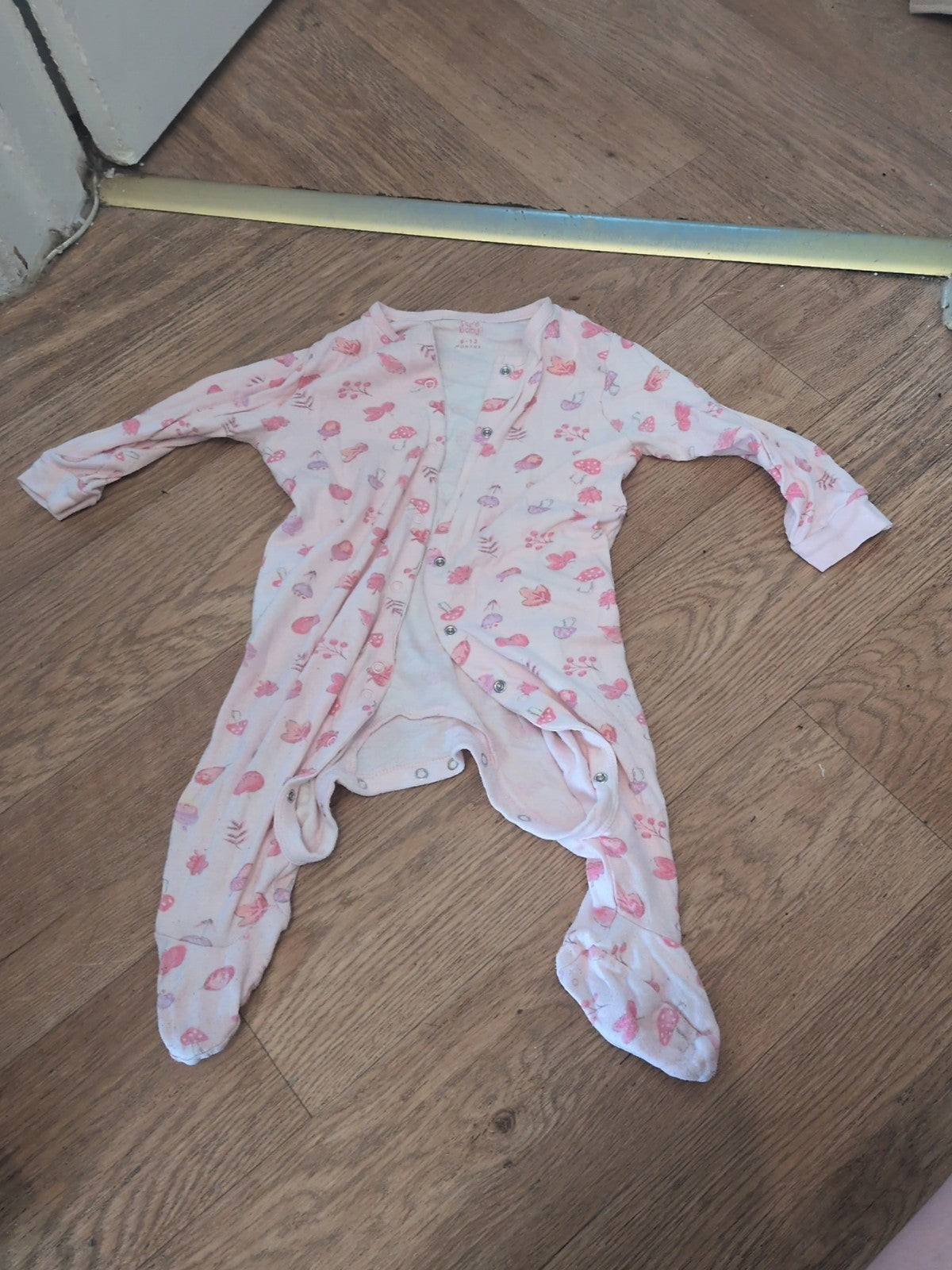 Pure Baby 9-12 Month Pink Flower Sleepsuit