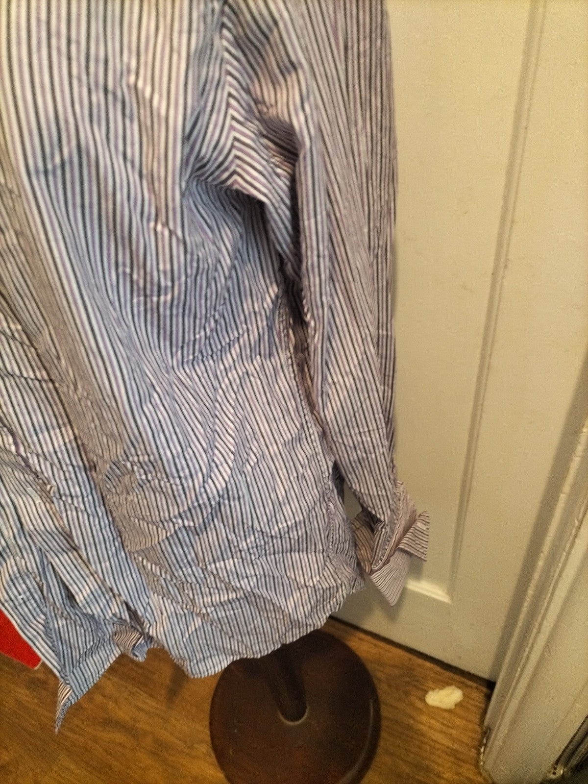 Mens Moss Bro Size 15.5" Regular Fit Purple Striped Long Sleeved Shirt