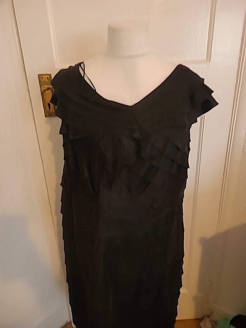 Brand New Ladies Portrait Size 20 Black Frill Lined Sleeveless Dress  Rrp...