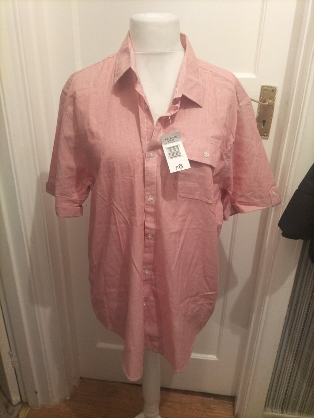 Brand New Mens Easy Size 2XL Pink Short Sleeved Shirt