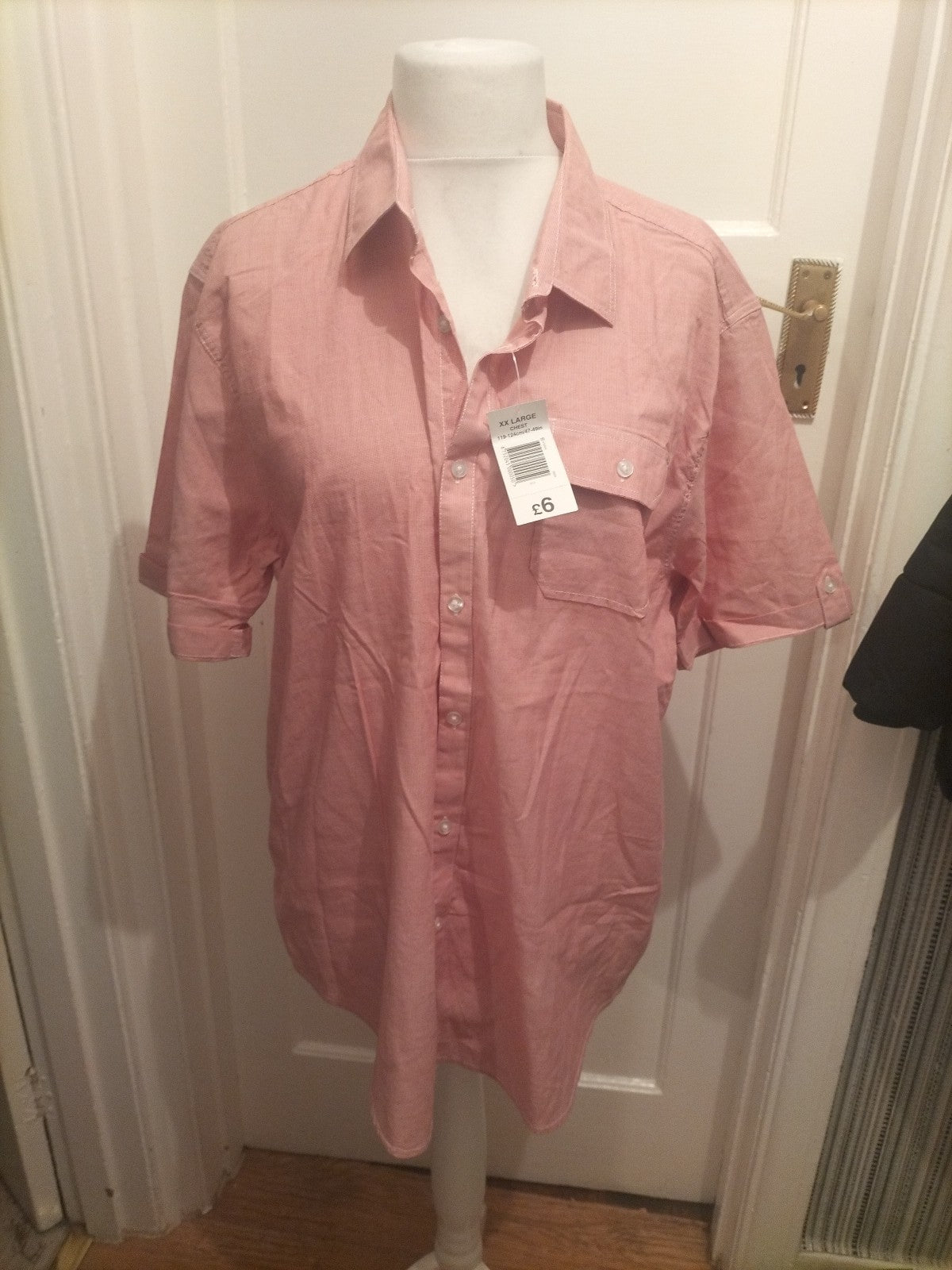 Brand New Mens Easy Size 2XL Pink Short Sleeved Shirt