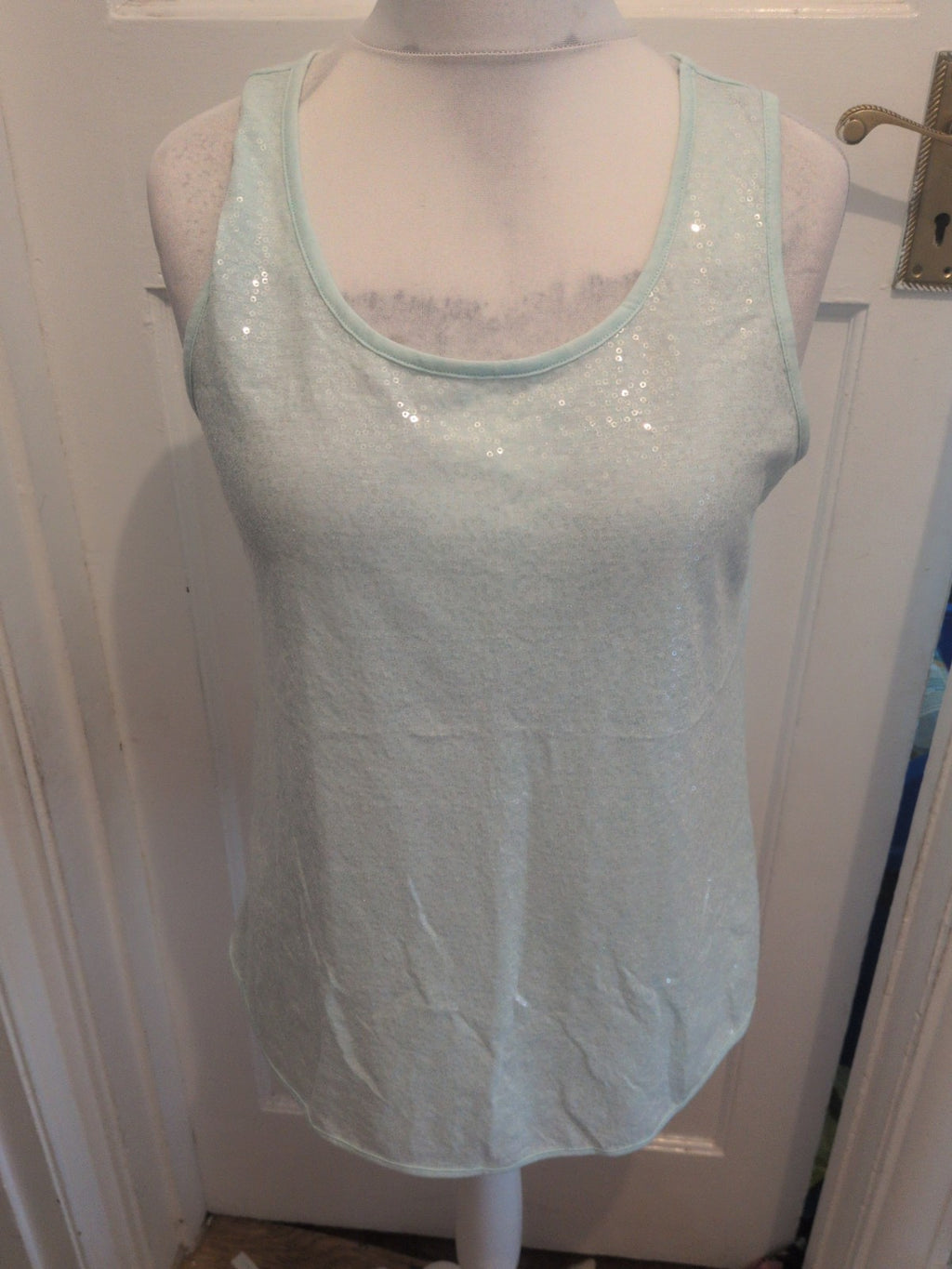 Ladies NEXT Mint Green Sparkly Sleeveless Top  Size 16 Free Delivery
