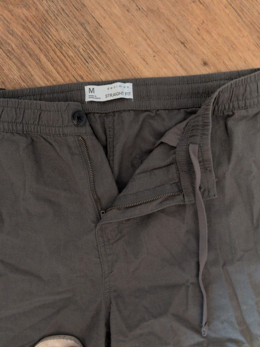 Mens Denim&Co Medium Straight Fit Elasticated Trousers Dark Grey