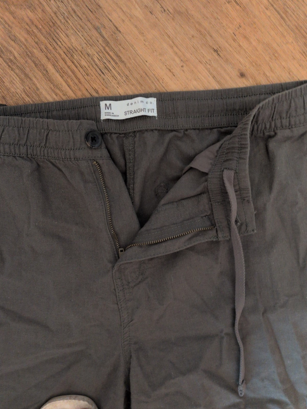 Mens Denim&Co Medium Straight Fit Elasticated Trousers Dark Grey