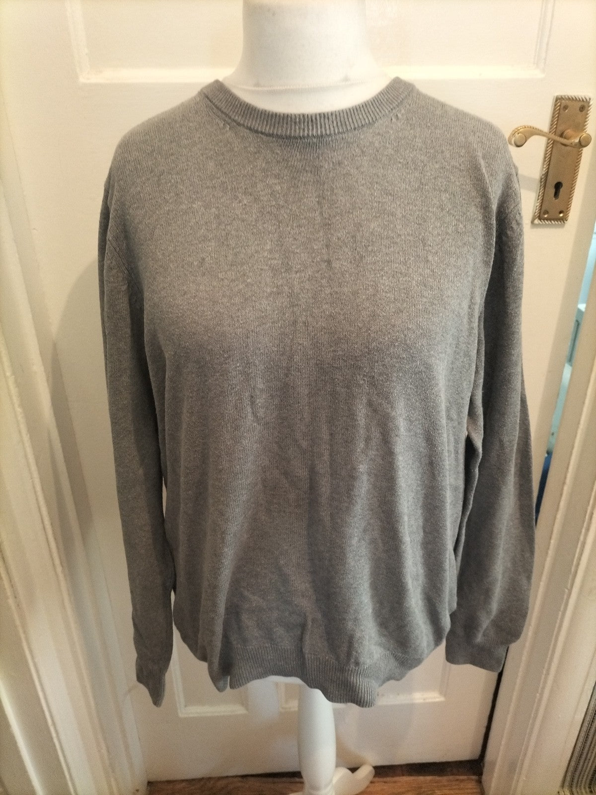 Mens M&S Size L Grey round Neck Long Sleeve Jumper Pullover
