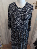 Nutmeg 16 Navy Blue And White Splodge Long Sleeve Long Length Dress