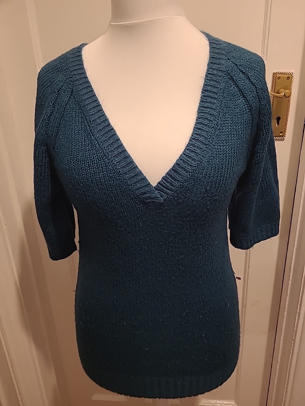 Ladies E-Vie Size 10-12 Deep Teal Short Sleeved Pullover Jumper