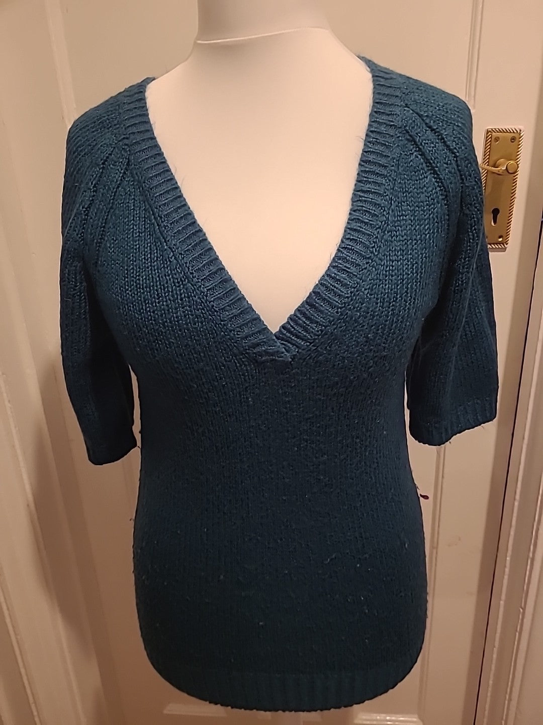 Ladies E-Vie Size 10-12 Deep Teal Short Sleeved Pullover Jumper