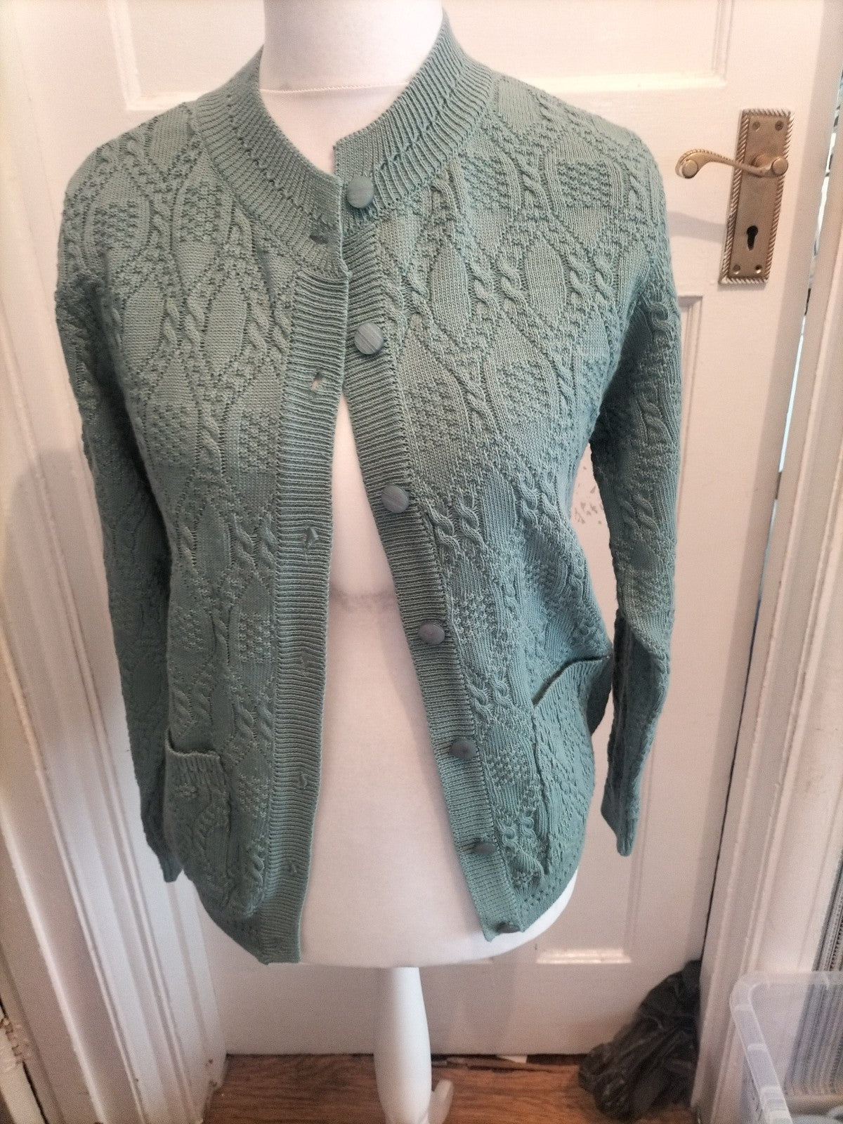 Beaumonde 18-20 Teal Knit Cardigan Buttoned