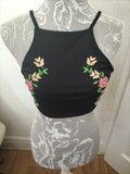 Ladies Boohoo Size 8 Black Floral Swim Wear Top