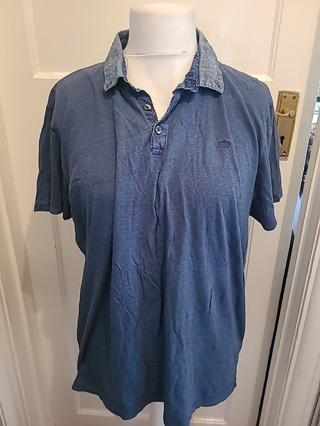 Mens Next Size XL Navy Short Sleeved Slim Fit Polo