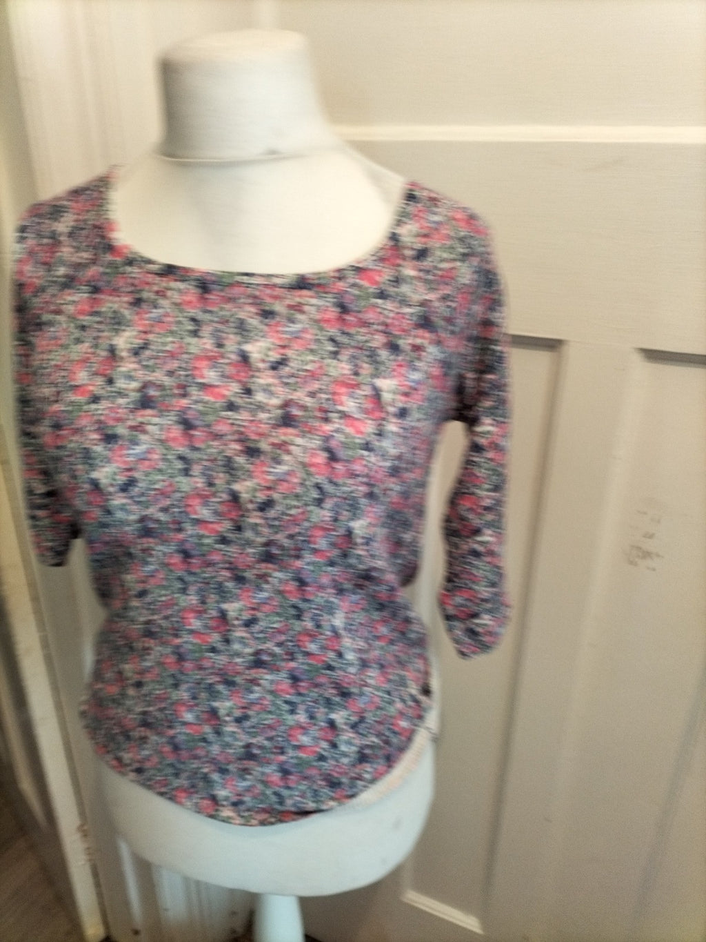 Fat Face 10 Multi Coloured Floral 3/4 Sleeve Blouse
