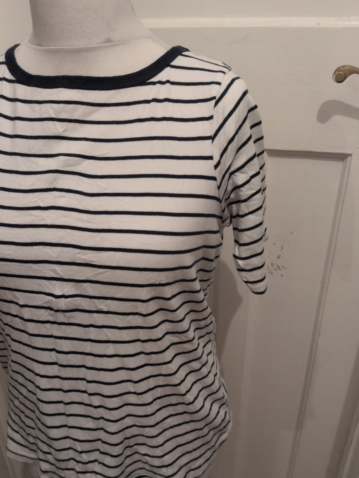 Marks And Spencer 16 Navy Stripe Short Sleeve T-shirt