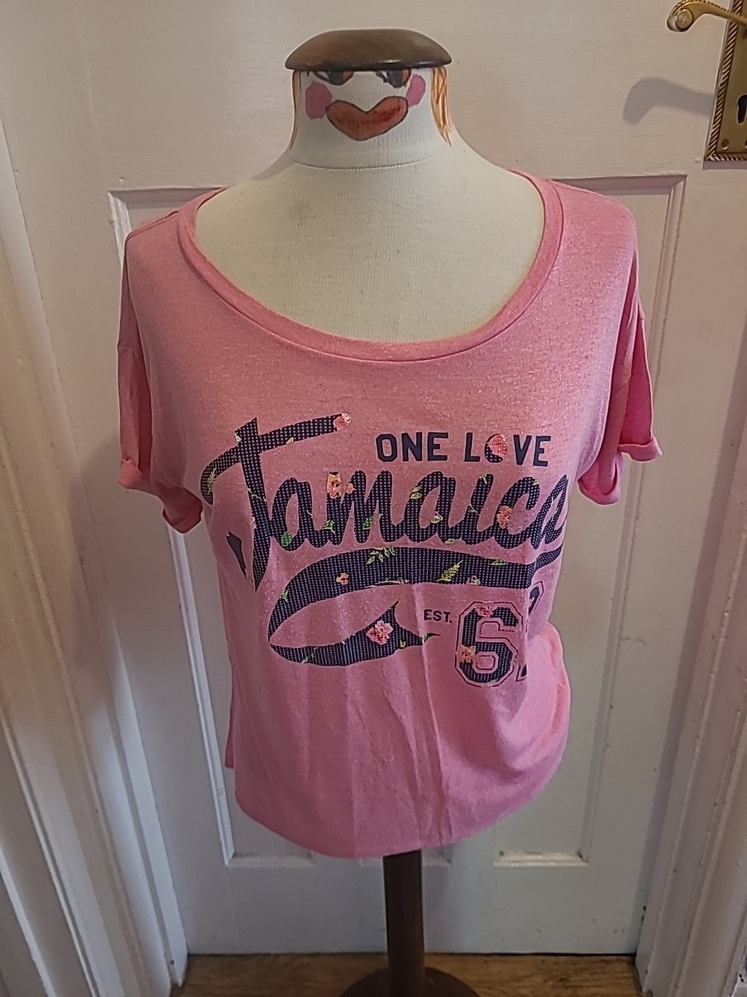 Ladies T.shirt Size Med Pink/ Blue