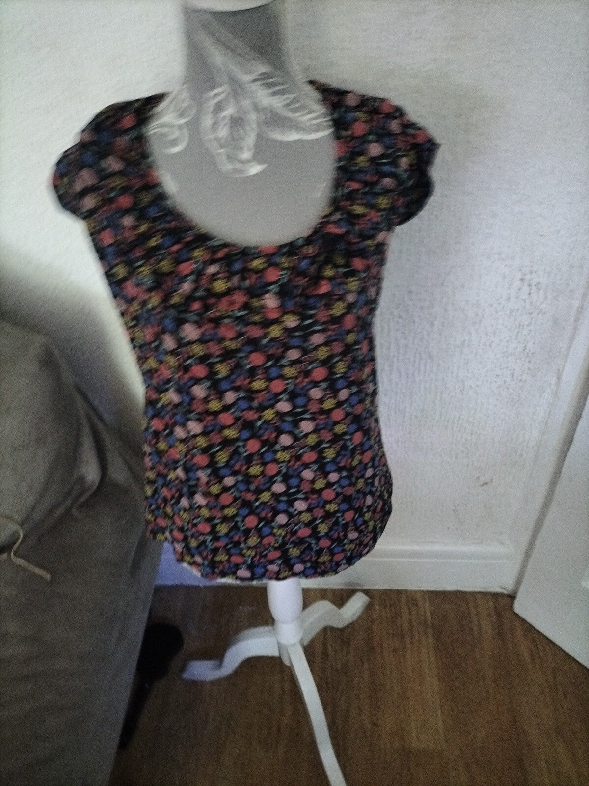 Ladies Primark Size 12 Multi Floral Short Sleeved Blouse