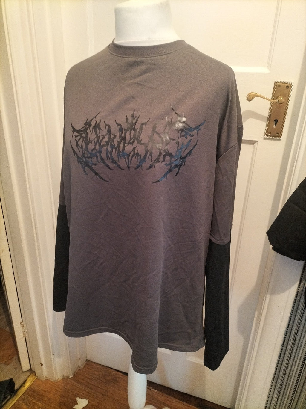 Mens Trend Size 2XL Brown And Black Long Sleeved Tshirt
