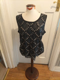 Ladies Apricot Size 16 Black Sequined Sleeveless Blouse