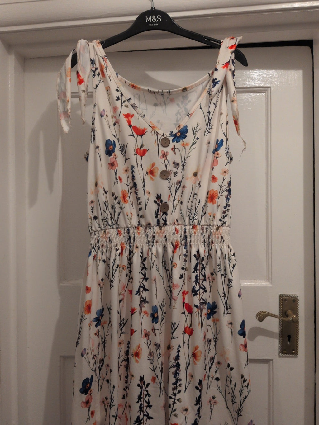 Shein Medium Flower Pattern Fit And Flare Knee Length Dress