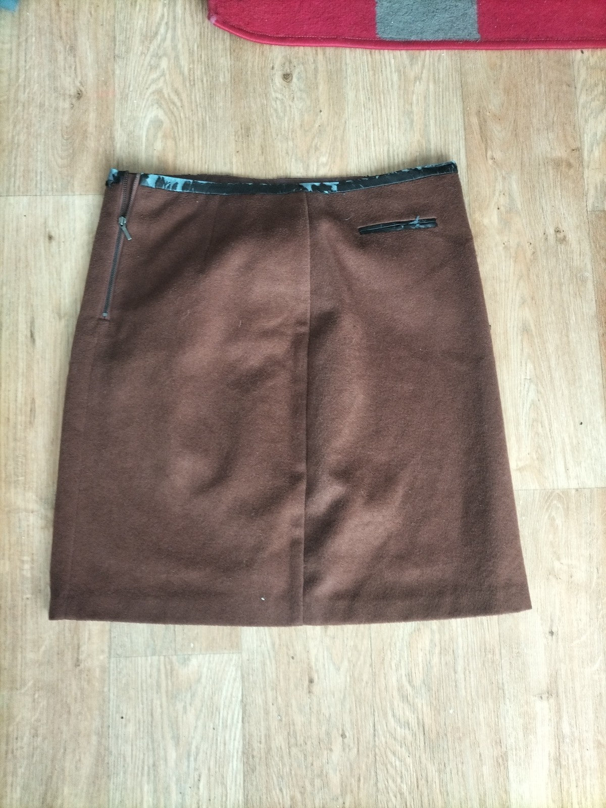 Ladies Marks And Spencers Size 12 Brown Lined 21 Inch Skirt