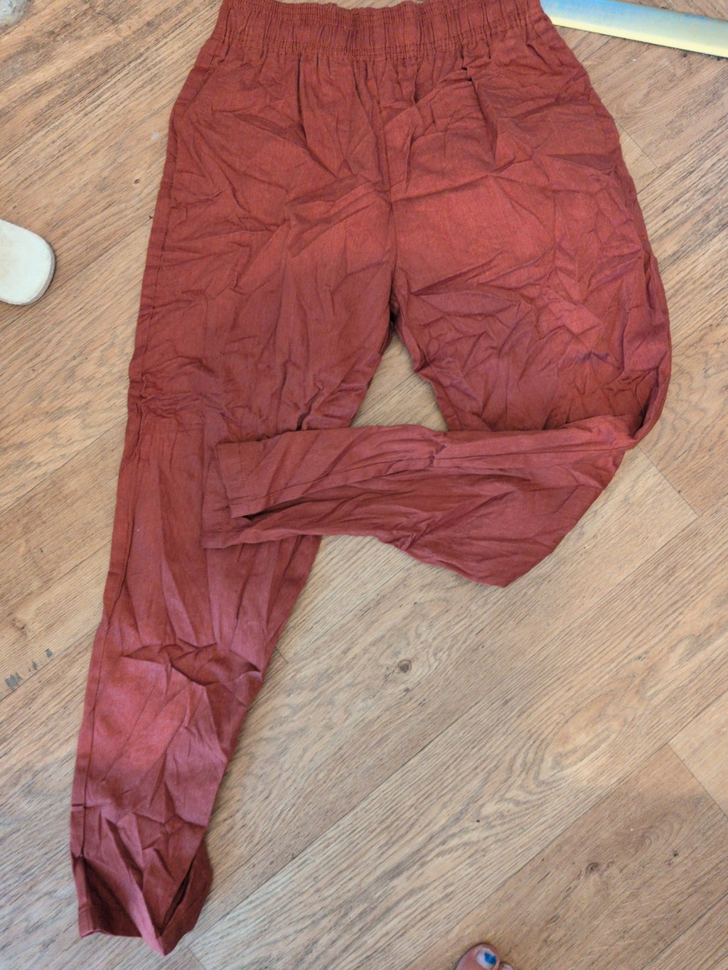 M/L Rust High Waist Elasticated Trousers