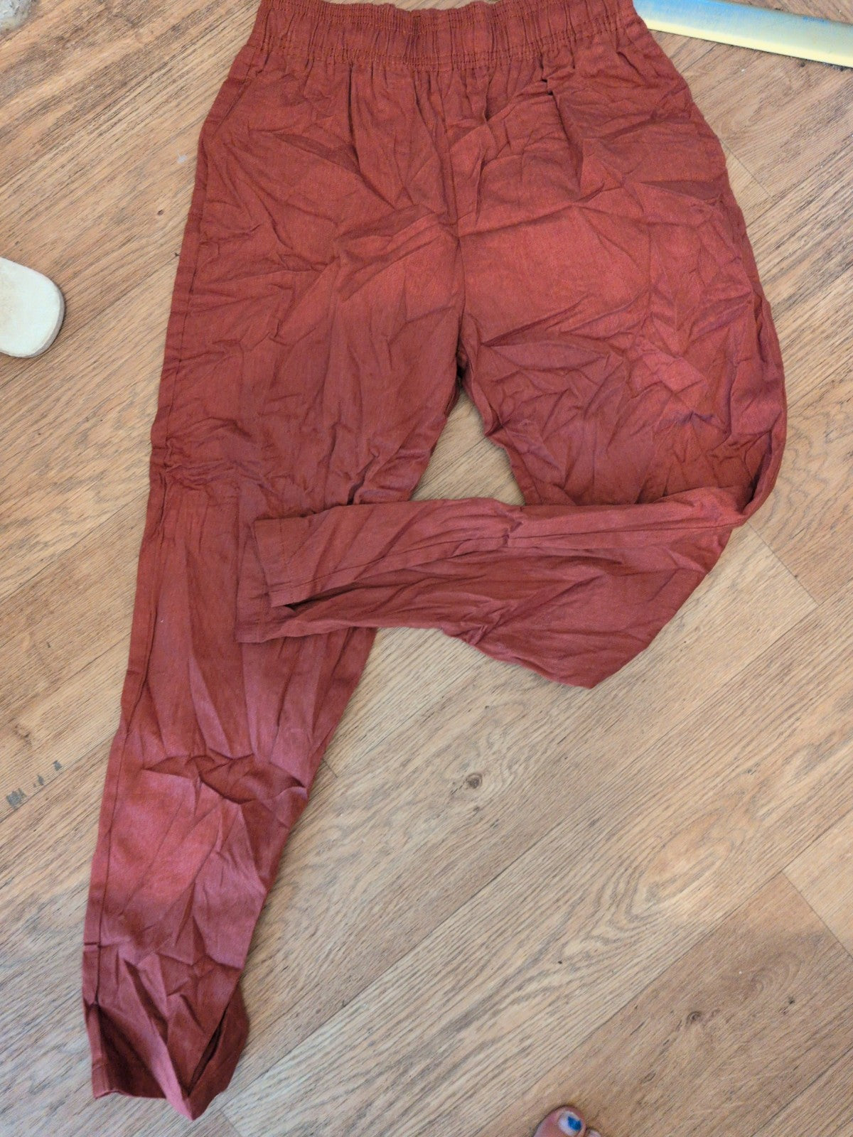 M/L Rust High Waist Elasticated Trousers