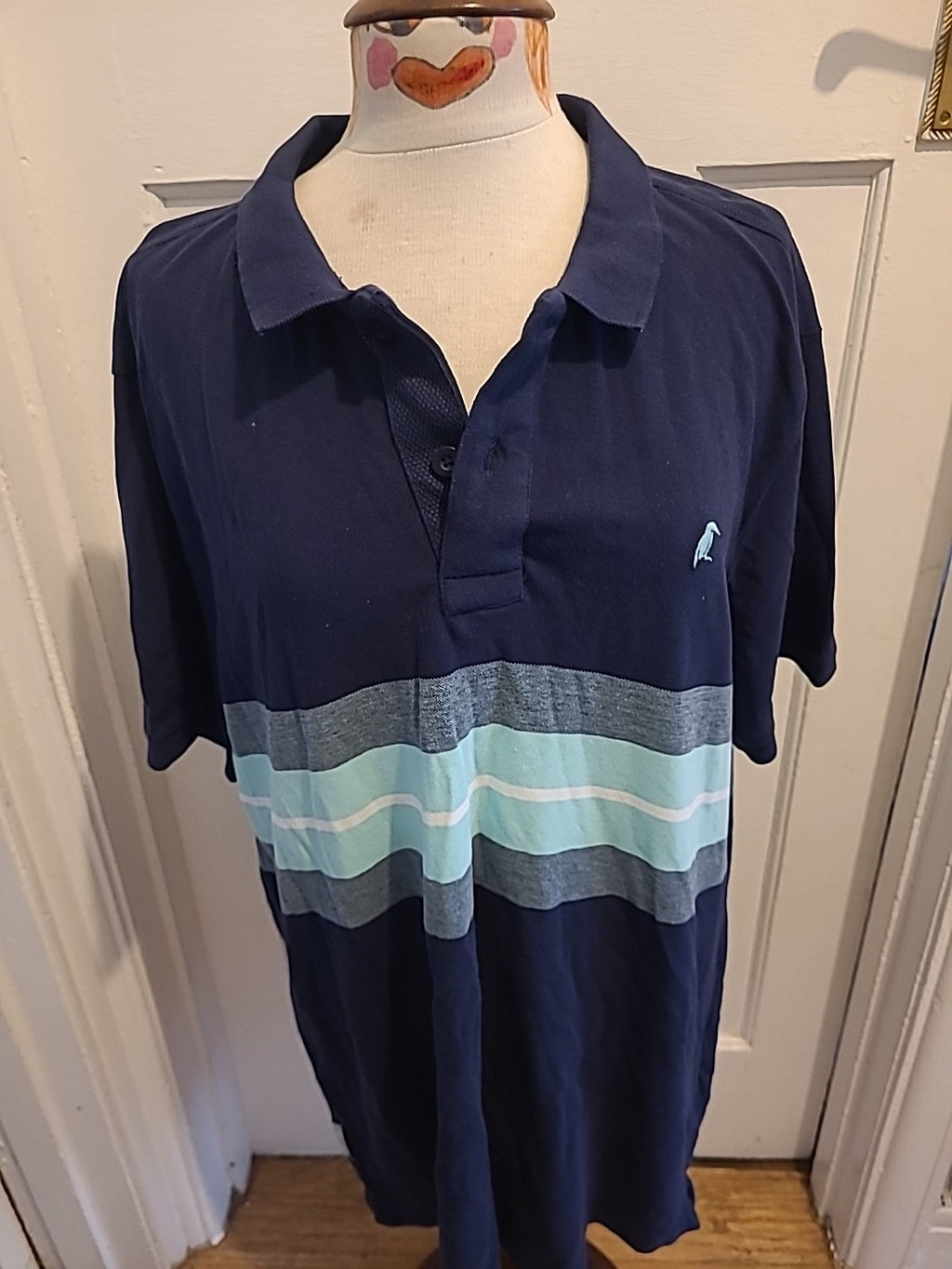 Mens Croxley Size 2XL Navy/Turquoise Short Sleeved Polo