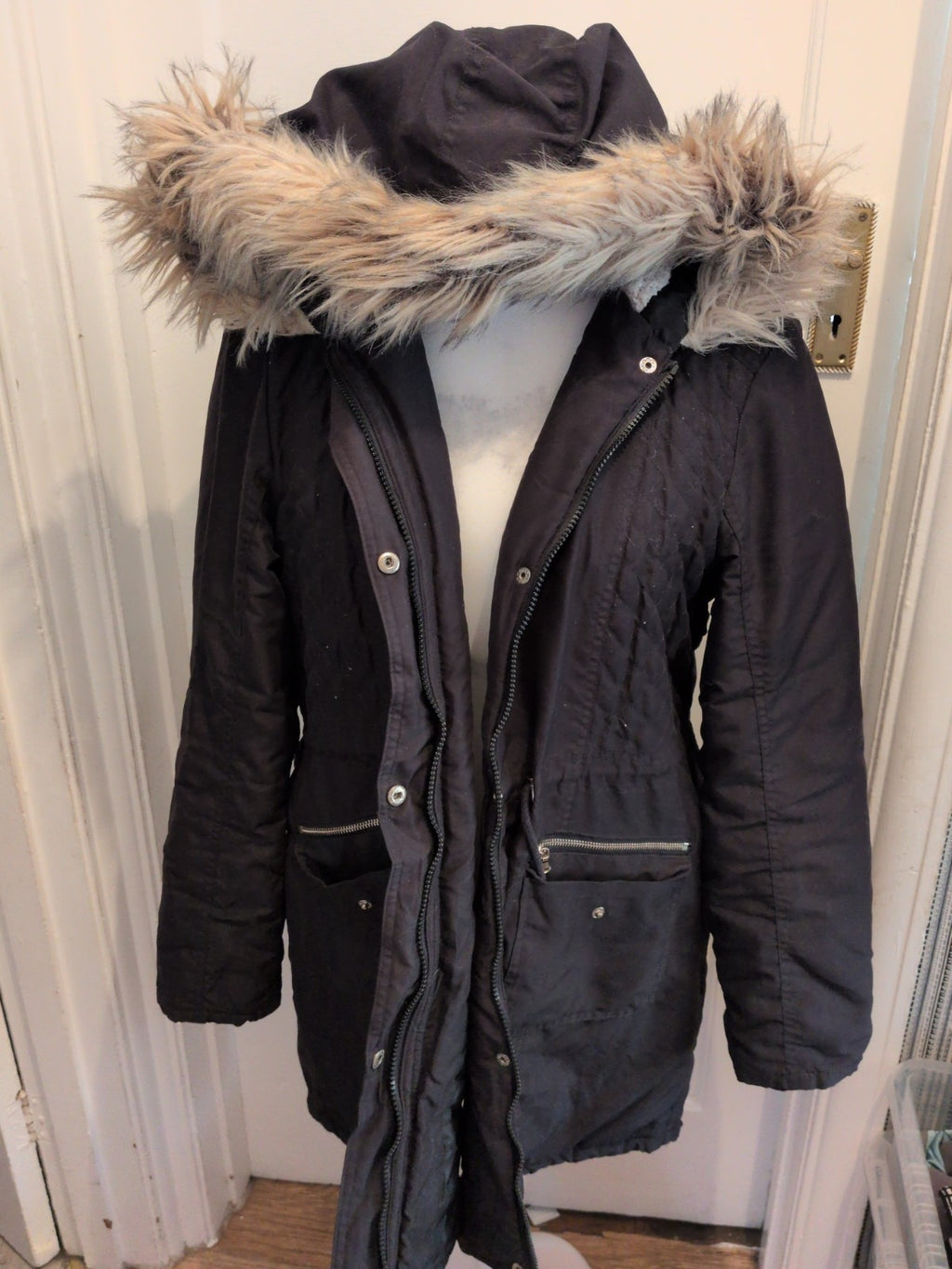 Dorothy Perkins 18 Black Full Zip Faux Fur Jacket